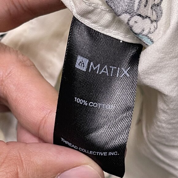 Matix Mens Toucan Beer Print Short Sleeve Button-Up Shirt L Ivory White - Picture 4 of 6